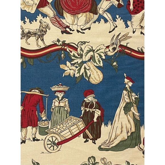 Brunschwig & Fils FABRIC Stanwich Festival HAND PRINT Colonial American Patriot - Picture 3 of 10